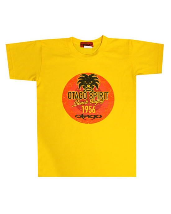 T-shirt Tikibeach Otago rugby enfant col rond jaune