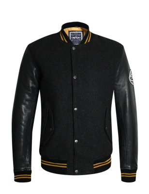 Veste cuir Otago rugby noire homme