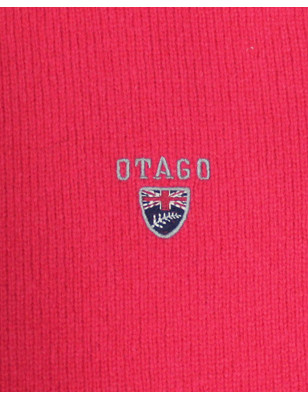 Broderie côté coeur du Pull Buenos Aires col zip Otago rouge pour homme