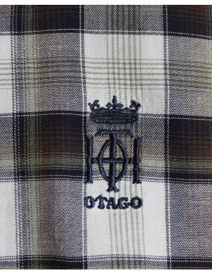Chemise manches longues 125 Otago rugby à carreaux marron écru pour homme