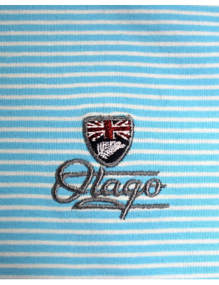 Broderie côté coeur du polo Griffax rayé Otago bleu ciel pour homme