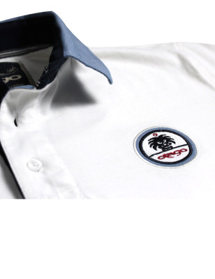Détail produit du polo Tikland Otago écru pour homme