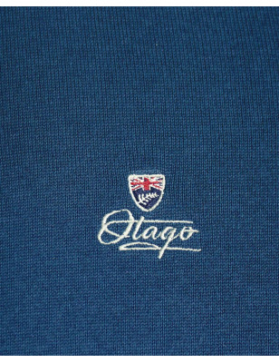 Broderie côté coeur du pull Bologne Otago bleu marine pour homme