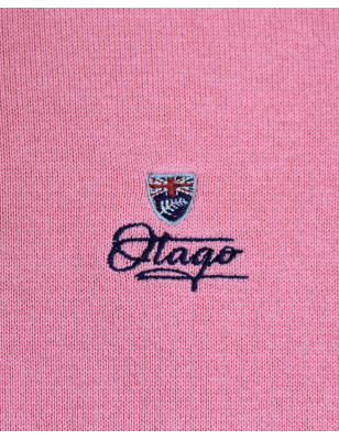 Broderie côté coeur du pull Bologne Otago rose pour homme