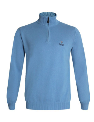 face du Pull Bologne col 1/2 zip bleu ciel Otago homme