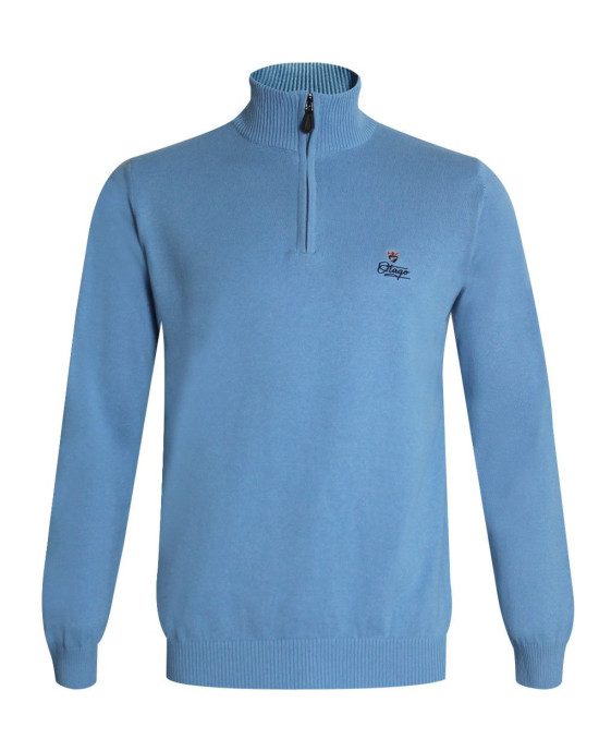 BOLOGNE PULL COL 3/4 ZIP OTAGO BLEU CIEL