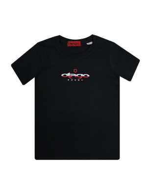 T-shirt Wave Otago rugby enfant col rond noir coton bio