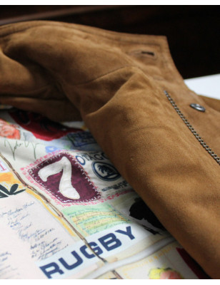 Détail produit la veste cuir Otago cognac pour homme