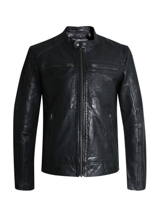 Veste cuir RACE Otago rugby noire homme