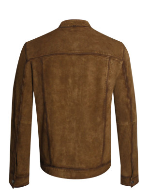 Dos de la veste cuir Otago cognac pour homme