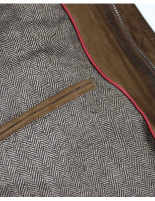 Poche interieur fermeture zip côté coeur de la veste cuir Otago cognac pour homme