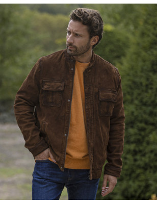 Veste cuir SIP VINTAGE Otago rugby marron homme