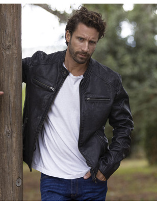RACE VESTE CUIR OTAGO NOIR