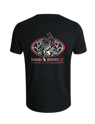 Dos du Tee shirt PIENA Otago rugby noir coton Bio pour homme