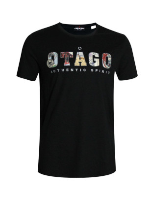 Tee shirt SCRIBOOK Otago rugby noir coton Bio homme