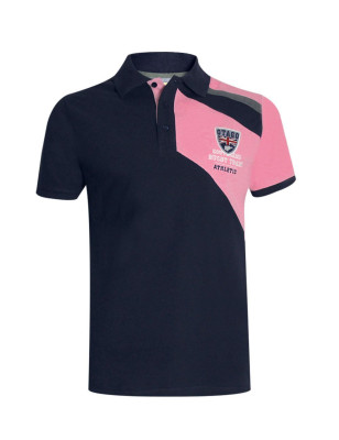 Polo Flash Otago rugby manches courtes marine rose homme