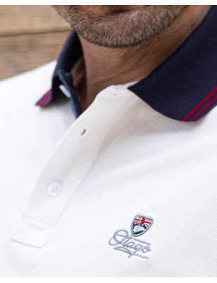 Détail du col du polo Griffax Ecru pour homme