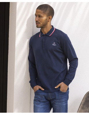 NESTON PULL COL POLO OTAGO BLEU MARINE