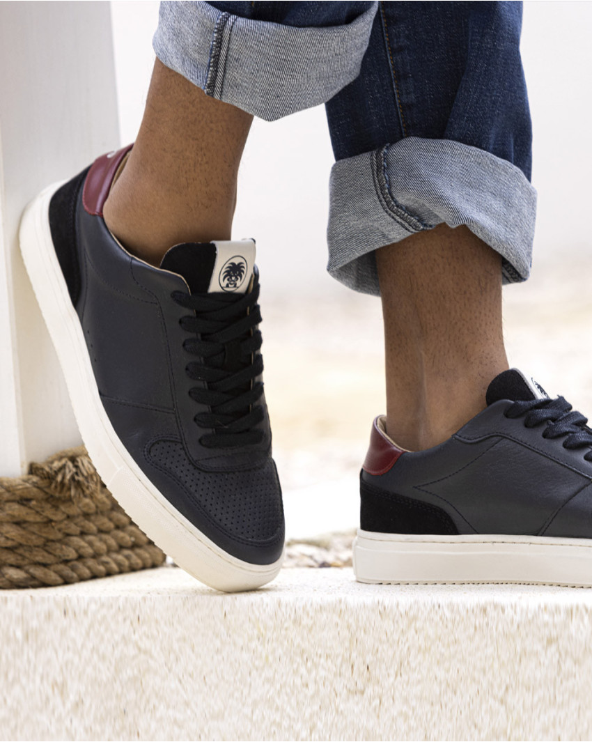 BASKETS CUIR LENNY OTAGO MARINE/BORDEAUX