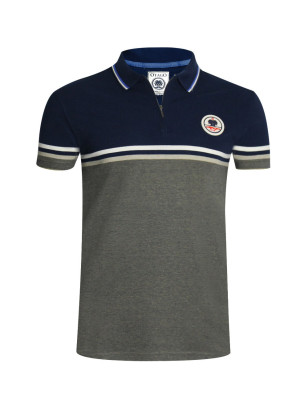 Polo manches courtes PERALTA Otago rugby marine et gris pour homme