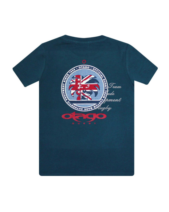 Tee-shirt Ben Otago rugby enfant col rond bleu peacock coton bio