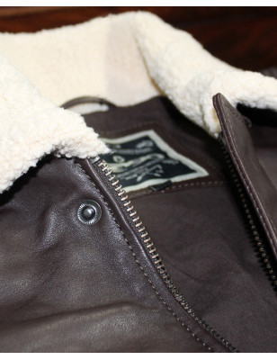 Détail produit la veste cuir Rist Otago marron pour homme
