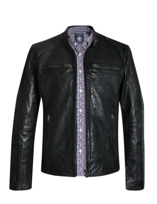 Veste cuir RACE Otago rugby noire homme