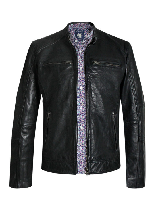 RACE VESTE CUIR OTAGO NOIR