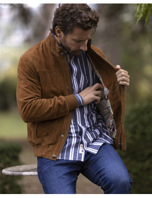 Veste cuir Epsi Otago rugby cognac homme