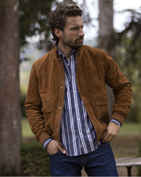 Veste cuir Epsi Otago rugby cognac homme