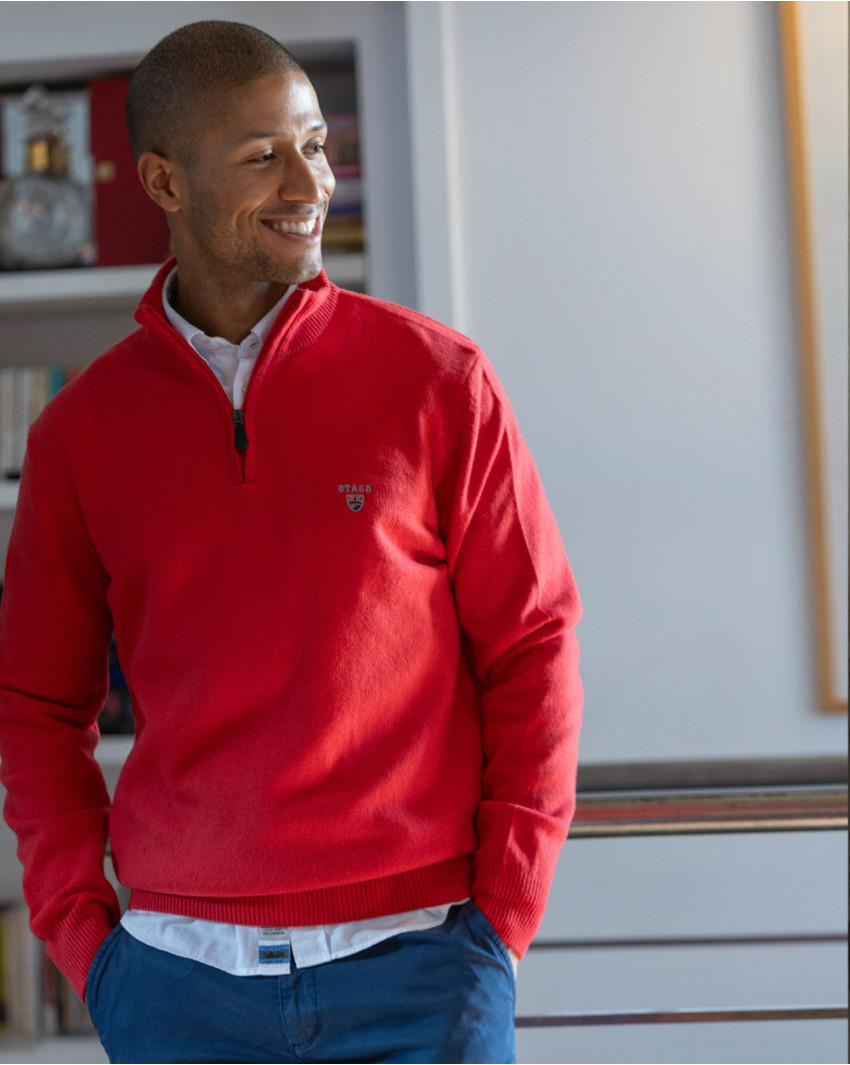 25 BUENOS AIRES PULL COL ZIP OTAGO ROUGE