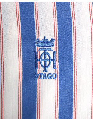 Broderie côté coeur de la chemise 251 Otago rugby blanche à rayures pour homme