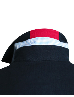 Applications de tissus vichy ciel et hermès à l'extérieur du col du polo Eckflor pour homme