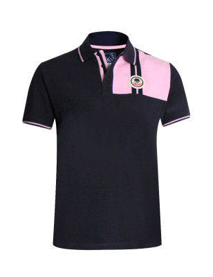 Polo Biflo Otago rugby manches courtes marine rose pour homme