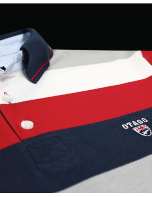 Détail produit du polo 24PO4 rayé Otago blanc/gris pour homme