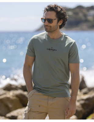 devant du Tee shirt Haast Otago rugby moss green coton Bio homme