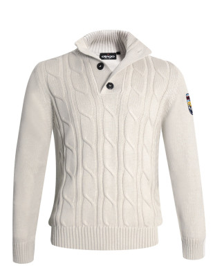 Pull torsadé Cardrona Otago rugby écru pour homme