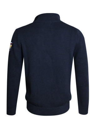 Dos du pull Cardrona torsade Otago bleu marine pour homme