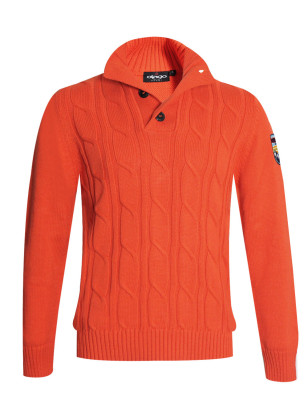 Pull torsadé Cardrona Otago rugby orange pour homme