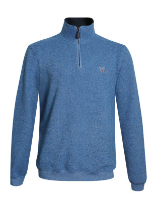 Sweat col zip 24sw7 Otago bleu ciel chiné pour homme