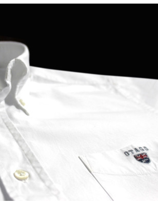 détail broderie de la Chemise manches longues homme Buenevy Otago blanche