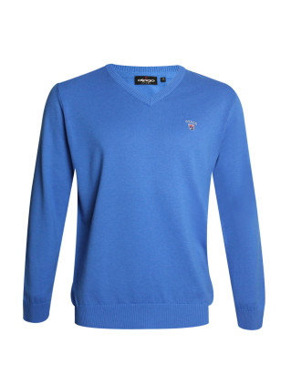 face du Pull col V homme CARBUN Otago bleu ocean