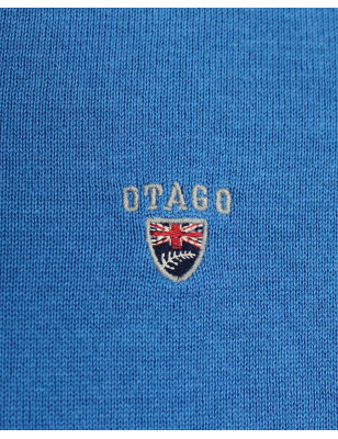 broderie côté cœur du Pull col V pour homme CARBUN bleu océan