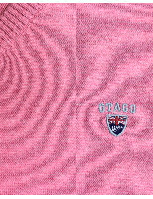 broderie du Pull col V pour homme CARBUN Otago rose