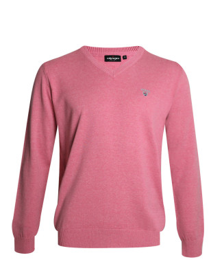 face du Pull col V homme CARBUN Otago rose