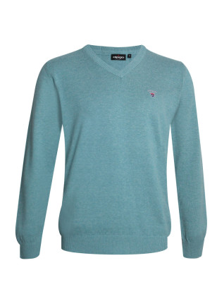 face du Pull col V pour homme CARBUN Otago vert clair