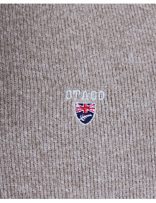 Sweat homme col zip 24SW7 Otago rugby beige