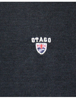 broderie côté cœur du Pull col zip homme CARBUN Otago bleu marine