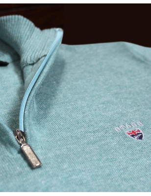 détail du Pull col zip homme CARBUN Otago vert clair