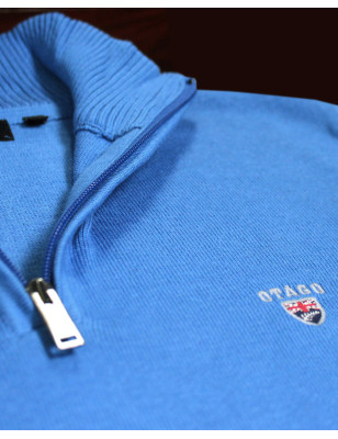 détail du Pull col zip homme CARBUN Otago bleu ocean
